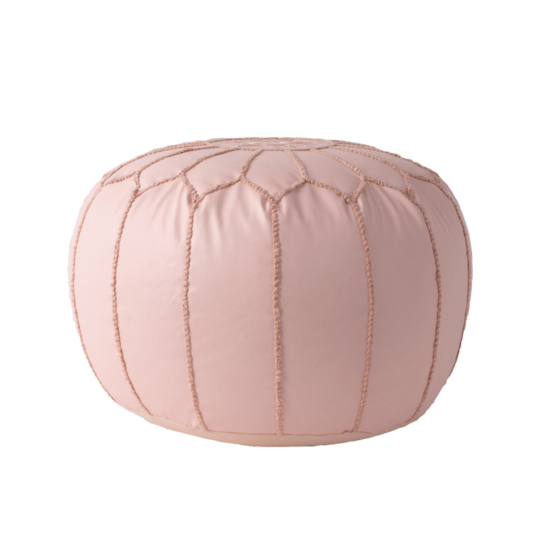 Pouf rond en similicuir de 20 po de largeur, Similicuir rose bébé