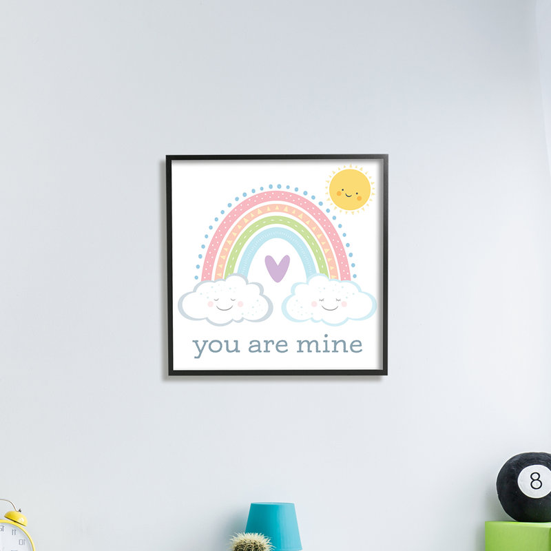«You Are Mine Expression», souriant nuage soleil arc-en-ciel - peinture, H 24 po x l 24 po x P 1,5 po