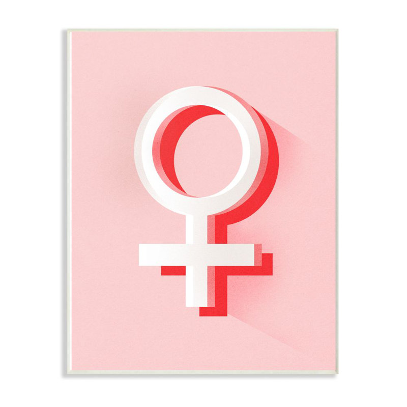 Symbole féminin - reproduction d'art textuel en rose, Plaque murale, H 15 po x l 10 po