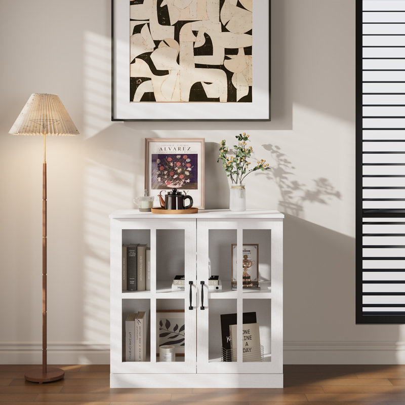 31.5W X 31.5H Accent Cabinet With Glass Doors, White