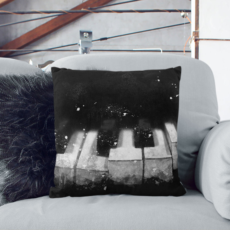 Broken Piano Keys Abstract Cushion with Filling, 55cm H x 55cm W x 20cm D