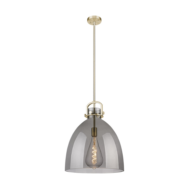 Luminaire suspendu 1 lumière Badillo, Plaqué couleur fumée, H 19,63 po x l 16 po x P 16 po, Champagne Bronze