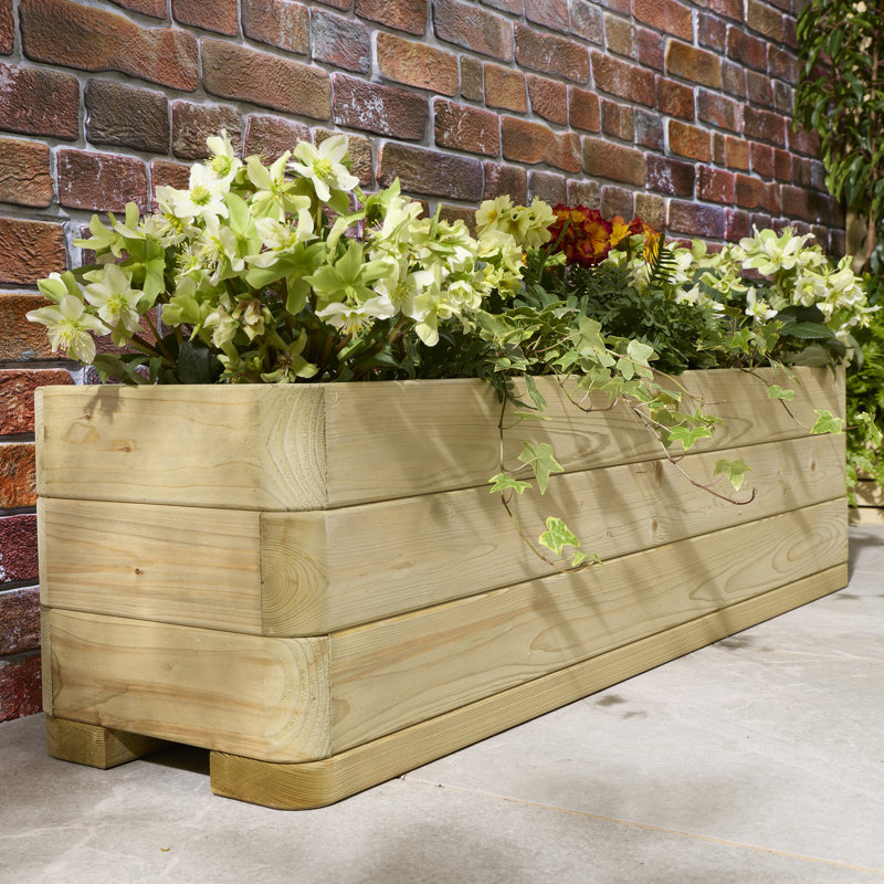 Wood Planter Box, 30 cm H x 120 cm W x 30 cm D