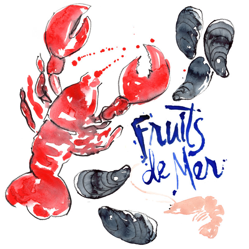 Fruits De Mer I by Jennifer Paxton Parker - Wrapped Canvas Painting, 51cm H x 51cm W x 3.8cm D