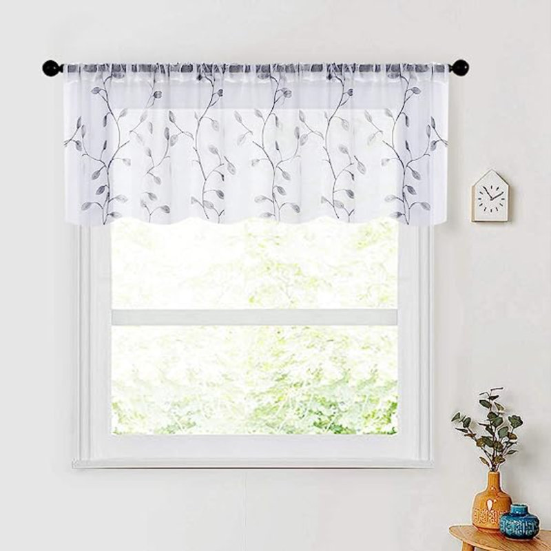 Bohm 54'' W Window Valance, Gray Leaves