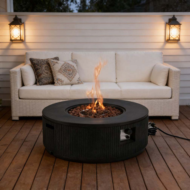 38.19'' MGO Propane Outdoor Fire Pit, Black