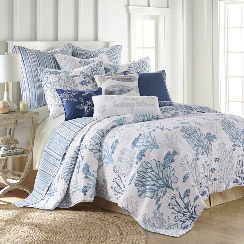 Lacey Sea Quilt Set, Twin Quilt + 1 Sham