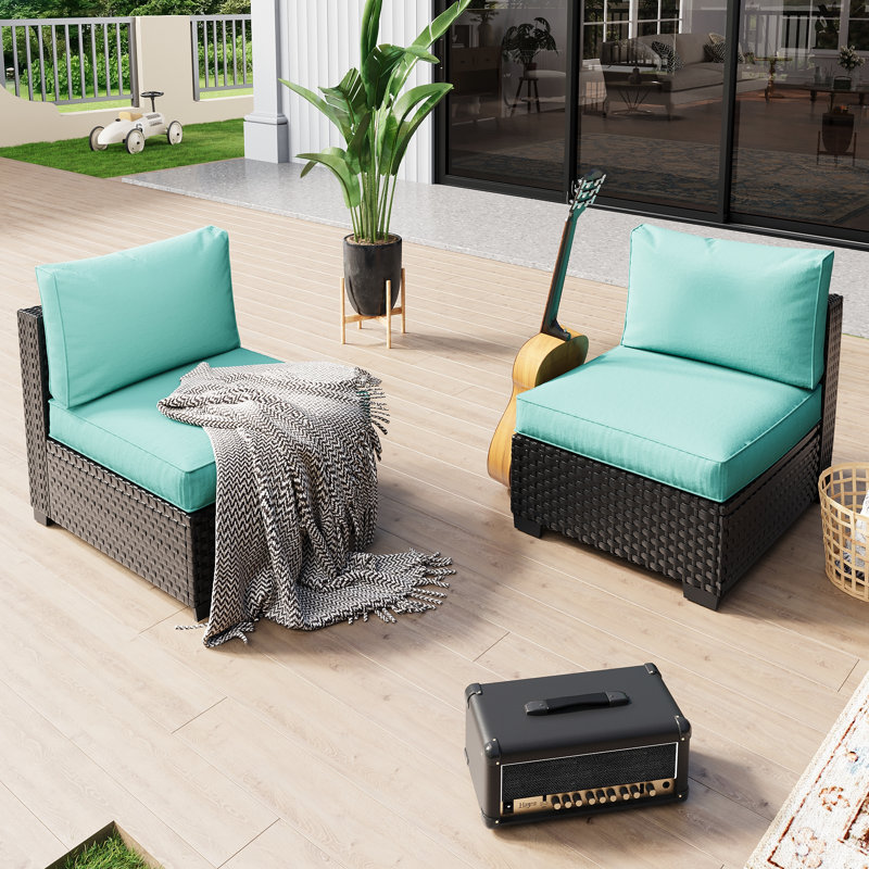 Pre-Assembled Chairs, 2-Person Patio Furniture Set Outdoor Wicker Sectional Conversation Seating Group With Waterproof Furniture Cover
