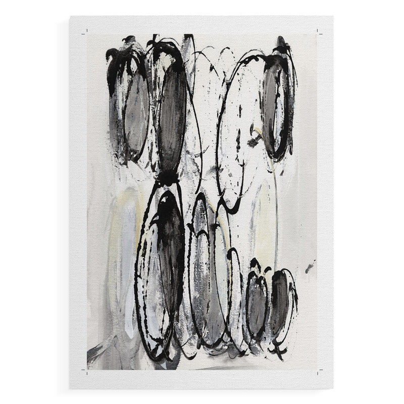 Gray Scribbles II - Impression sur toile seulement - NON-CADRE, H 27 po x l 18 po