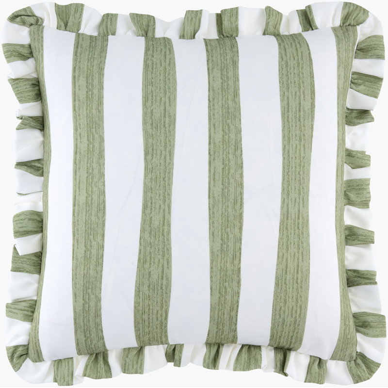 Coussin décoratif d'extérieur Debbie, Green Striped, Square 18", Down