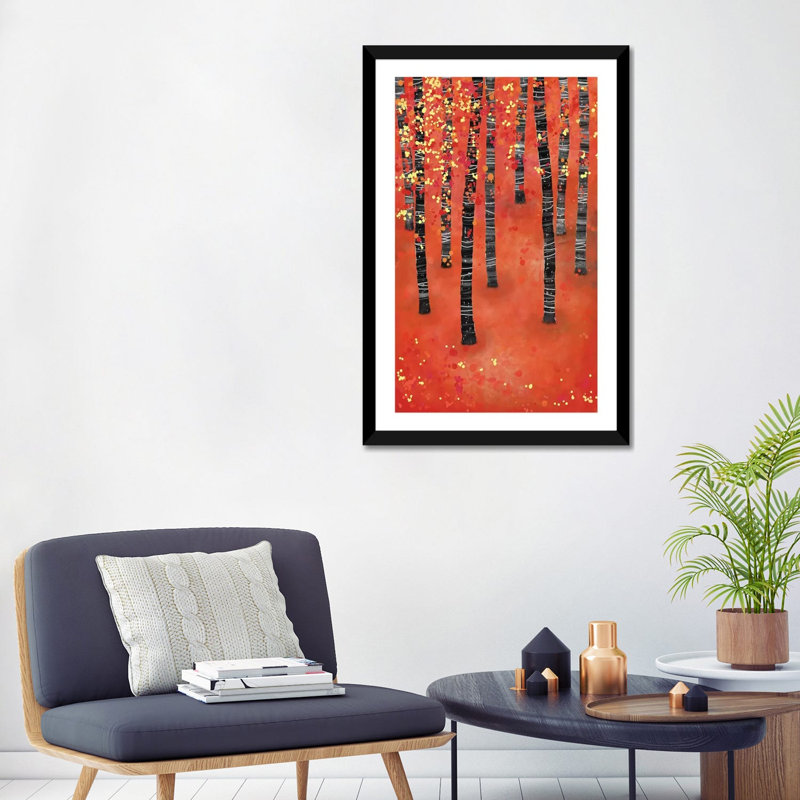 « Birches » par Nic squirrell-impression, H 32 po x l 24 po x P 1 po, Papier encadré noir, Blanc