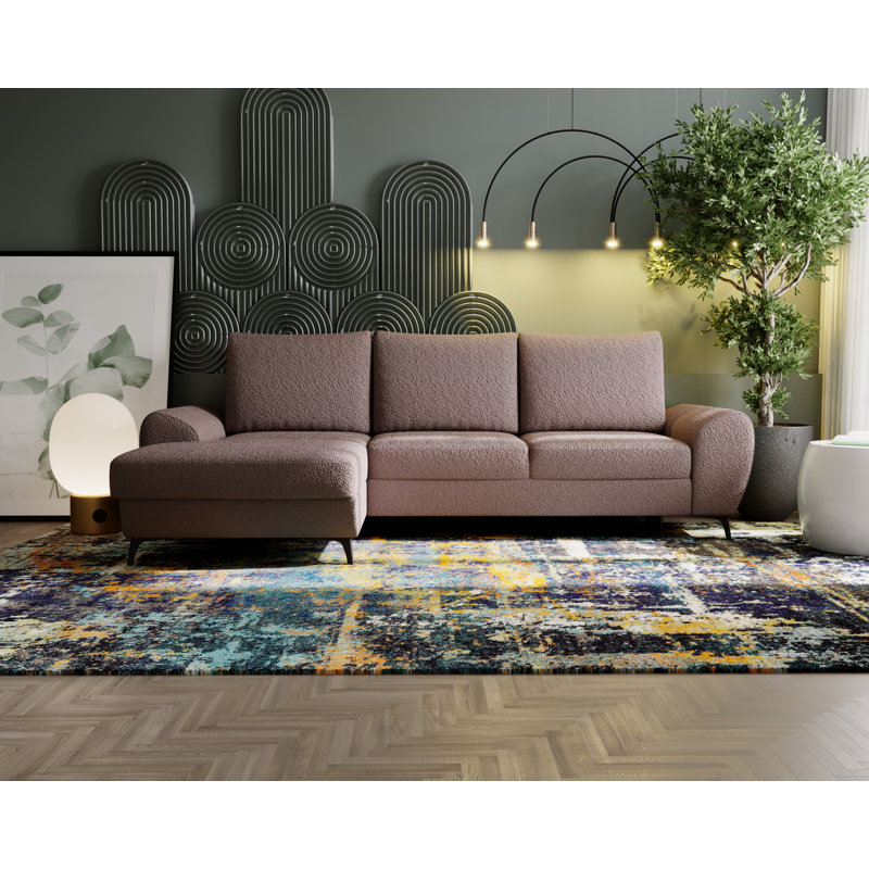 3 Seater Sofa Bed, Light Brown, Left Hand Facing
