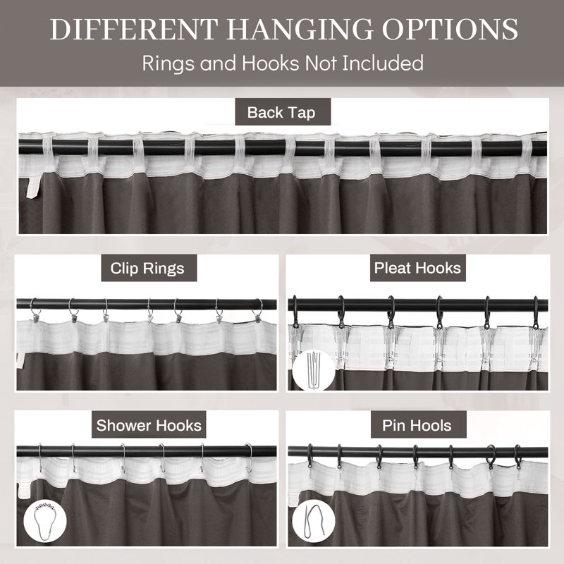 Kanab Velvet Room Darkening Curtain Panel Pair, 52" W x 108" L, Begie