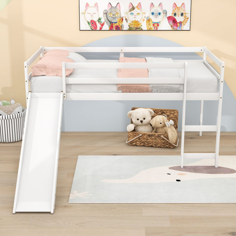 Emens Kids Twin Loft Bed, White, Full