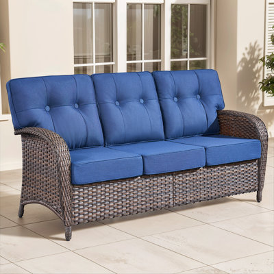 Harbor 3-Seater Outdoor Sofa - T-Shaped High Back & 5-Inch Cushions, All-Weather PE Rattan For Patio, Garden, Balcony Lounging