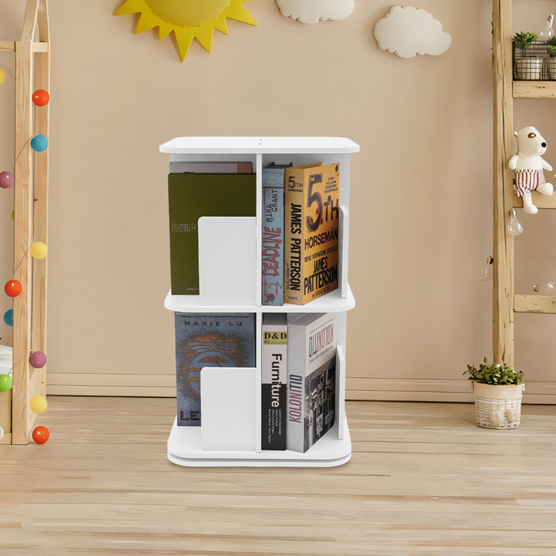 Organisateur de bureau / présentoir rotatif de bureau / d'angle à 2 niveaux H 26 po x l 15,4 po Jimenes, Blanc