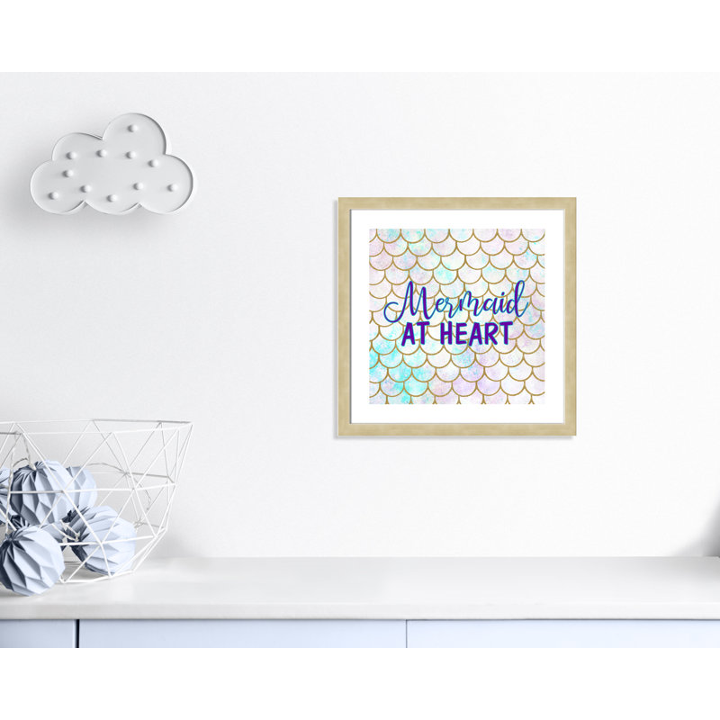 Sirène au coeur, H 24,5 po x l 24,5 po x P 0,63 po, Cadre boîte champagne