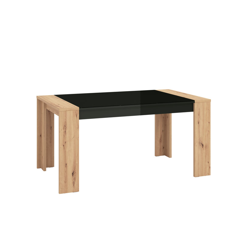 Mazin Glass Top Dining Table, Black/Oak
