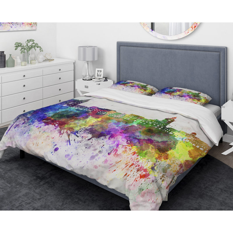 Ensemble de housse de couette designart brasov horizon, Housse simple + 1 taie décorative