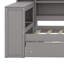 Lit plateforme en bois - tablettes de rangement, tiroirs, station de charge, DEL, bureau et tête de lit tapissier inclus-311509476-311509498