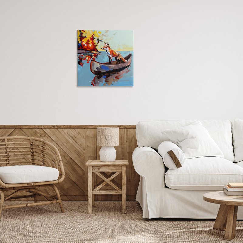 Voyage de renard sur toile de canoë, conception par Adam Swanson, H 24 po x l 24 po