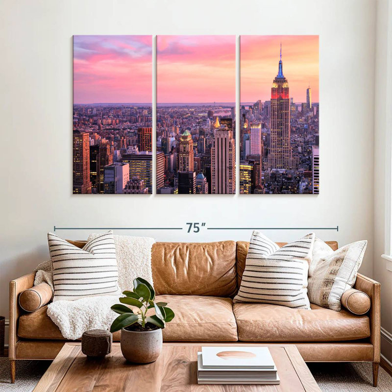 Sebbie NYC Skyline au coucher du soleil, H 42 po x l 65 po