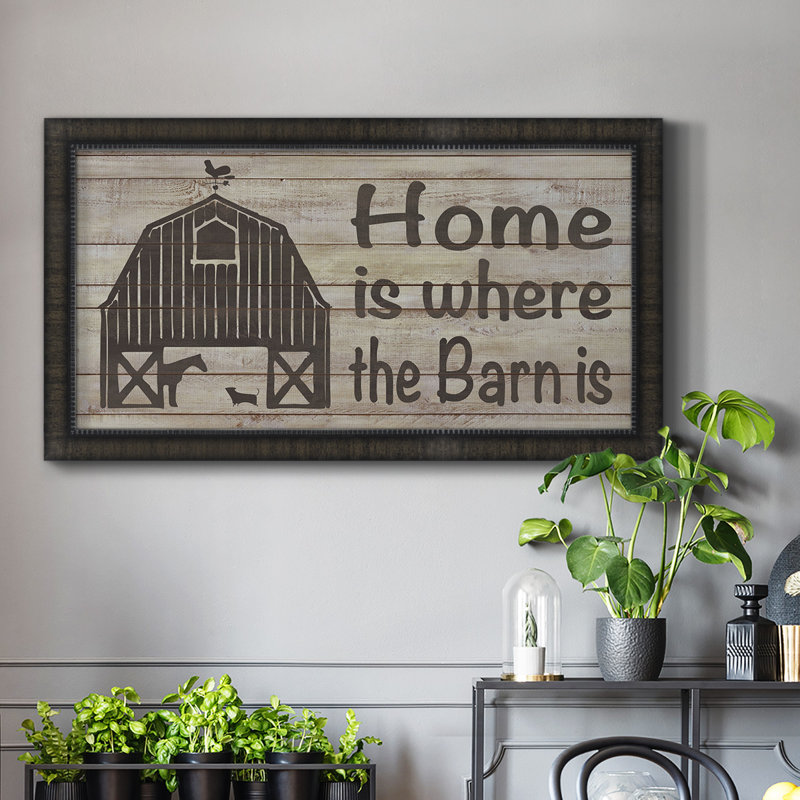 Toile encadrée de qualité supérieure Home & Farm III - prête à être accrochée, H 25 po x l 45 po x P 1 po, Noir