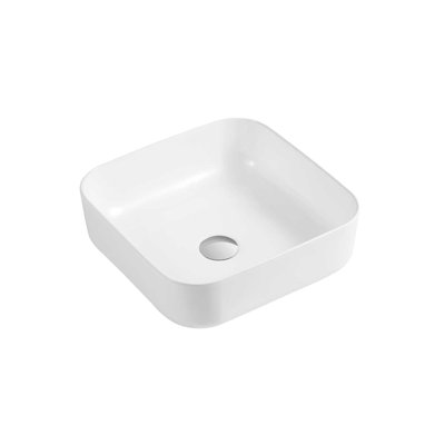 White Stone Olla 390 mm L x 390 mm W Ceramic Square Sink