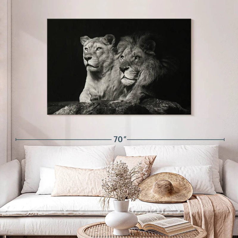 Lion And Lioness Mates Canvas Print, 48" H x 32" W x 1.25" D
