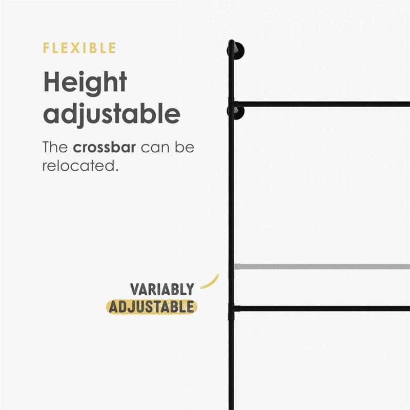 Black Industrial Double Rail Clothes Rack with Steel Tubes