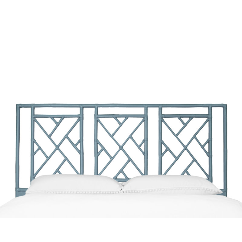 Cowden Geometric Rattan Headboard, King, Regatta Blue