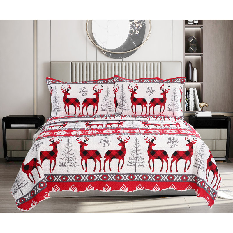 Ensemble de courtepointe 3 pièces Marina Summer Home Pinsonic Bedding, Courtepointe pour grand lit + 2 taies décoratives