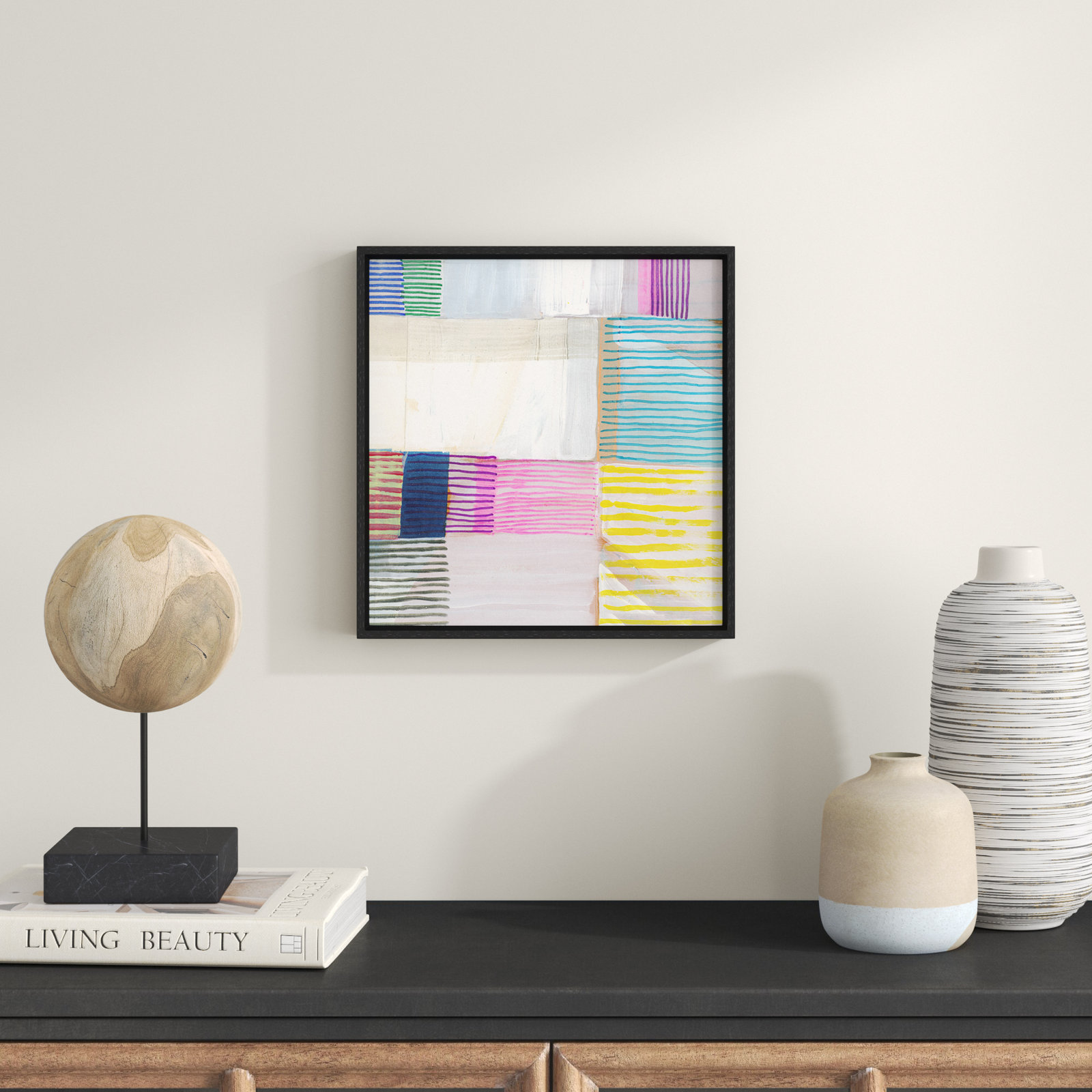Clarendon "Bright Net II" Painting by Cartissi, 13.5" H x 13.5" W x 2" D, Espresso Framed