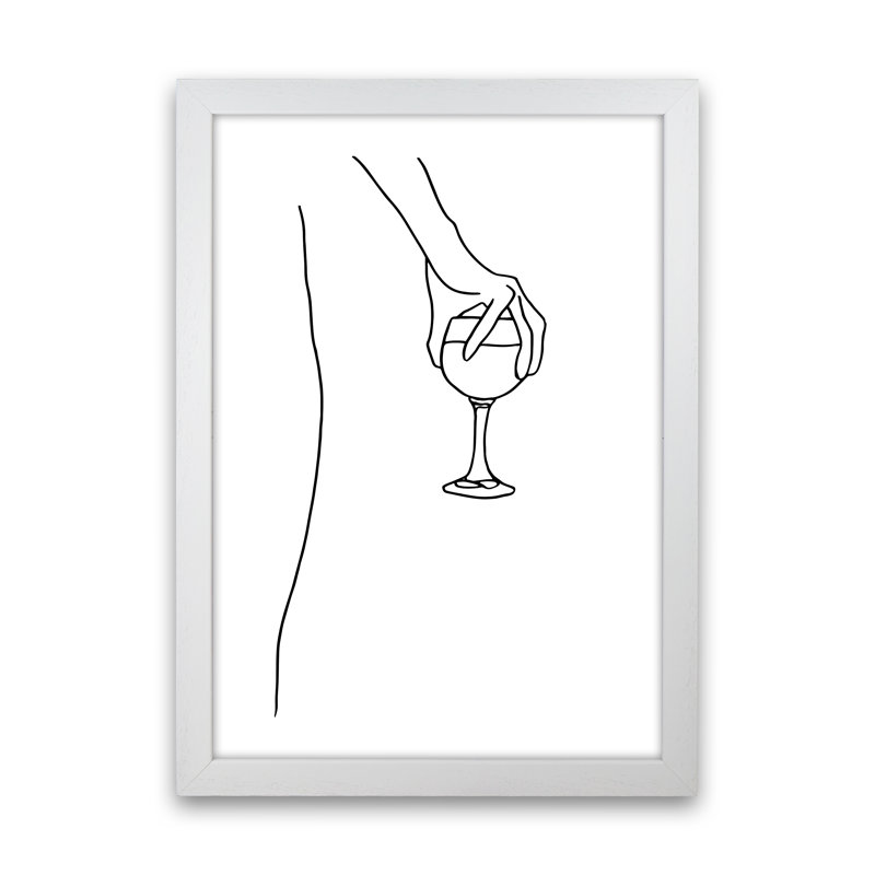 Hand Holding Wine Glass - Print, White Frame, 63cm H x 46cm W x 3cm D