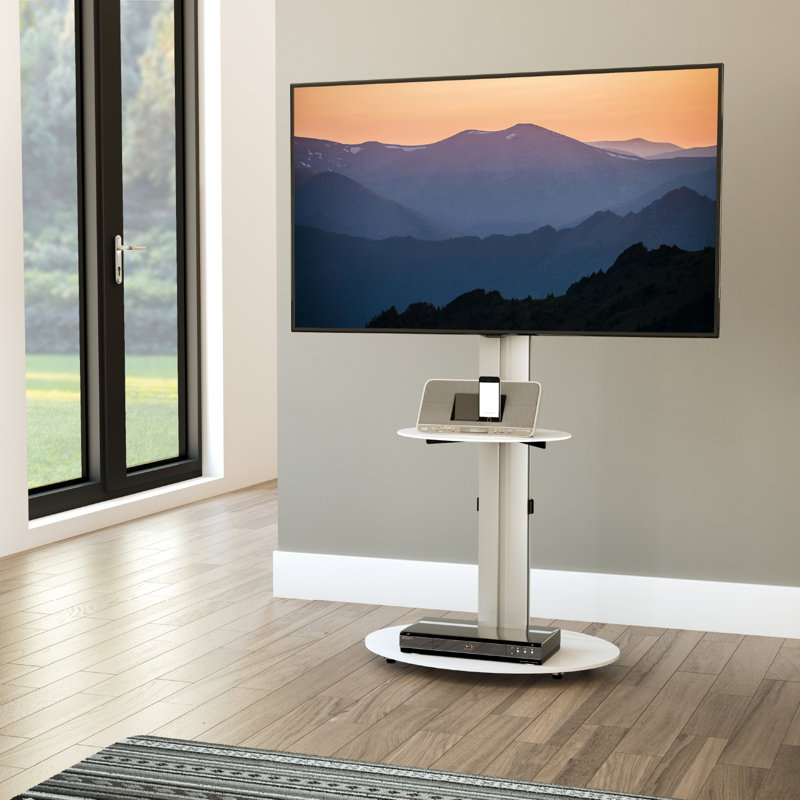 Chazen TV Stand for TVs up to 55", Silver/White
