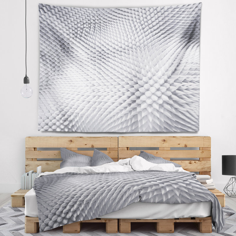 Tapisserie de conception abstraite prickly blanc 3d, H 78 po x l 92 po
