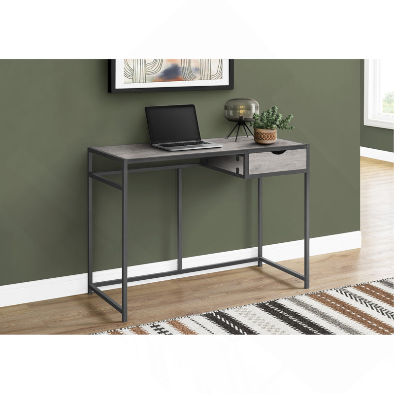 42" Metal Computer Desk, Light Gray/Black