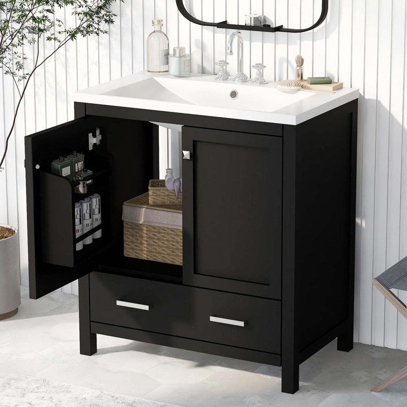Meuble-lavabo 30 po avec lavabo simple, Noir