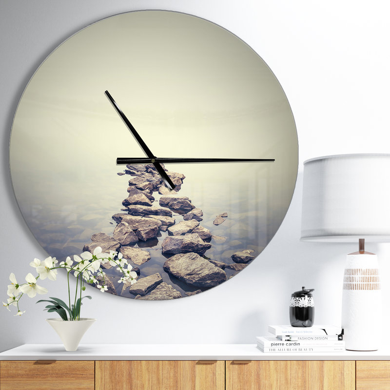 Paysage brumeux d'Ukraine - horloge murale moderne, Moyen