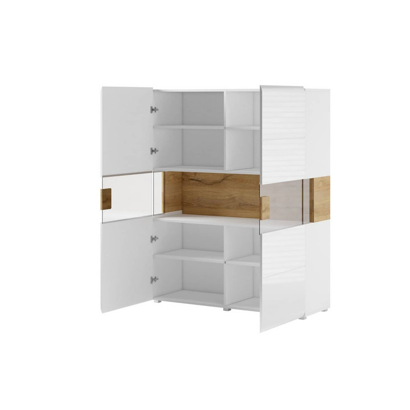 Calub Display Cabinet, White and Oak San Remo