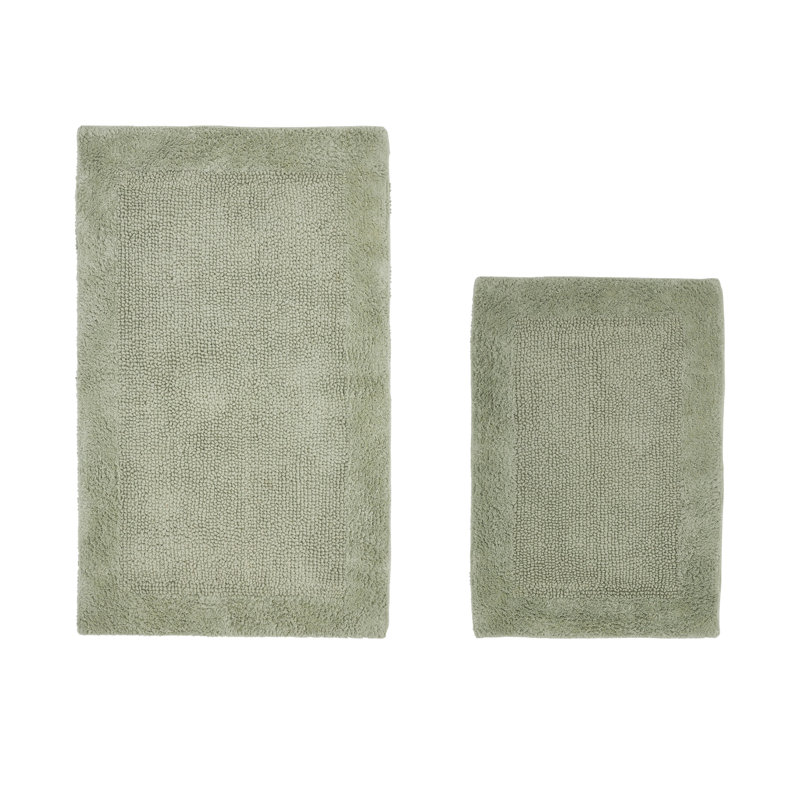 Moriceau 100% Cotton Tufted Reversible Bath Rug Machine Washable Extra Soft & Absorbent 2 Piece Premium Bathroom Rug Set