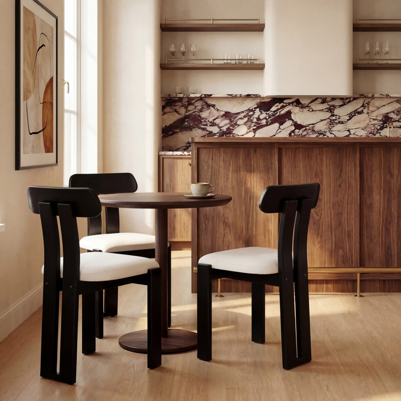 Keokuk Boucle Seat Dining Chair, Cream/Black