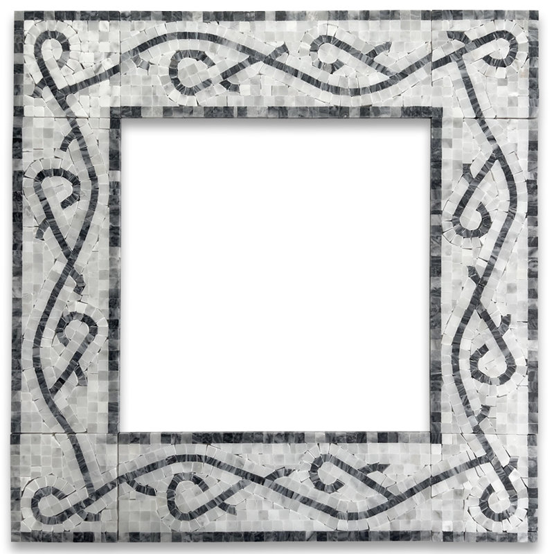 Carrelage mural en mosaïque 6 po x 6 po, Blanc / noir