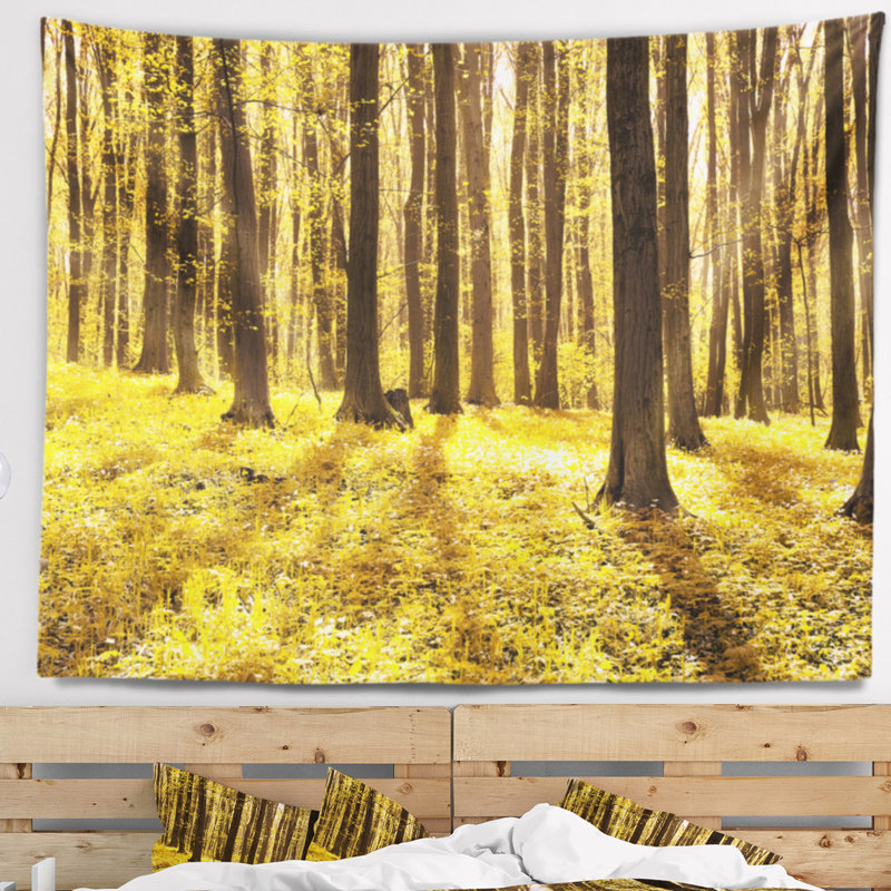 Tapisserie «Bright Green Forest» au coucher du soleil, H 32 po x l 39 po