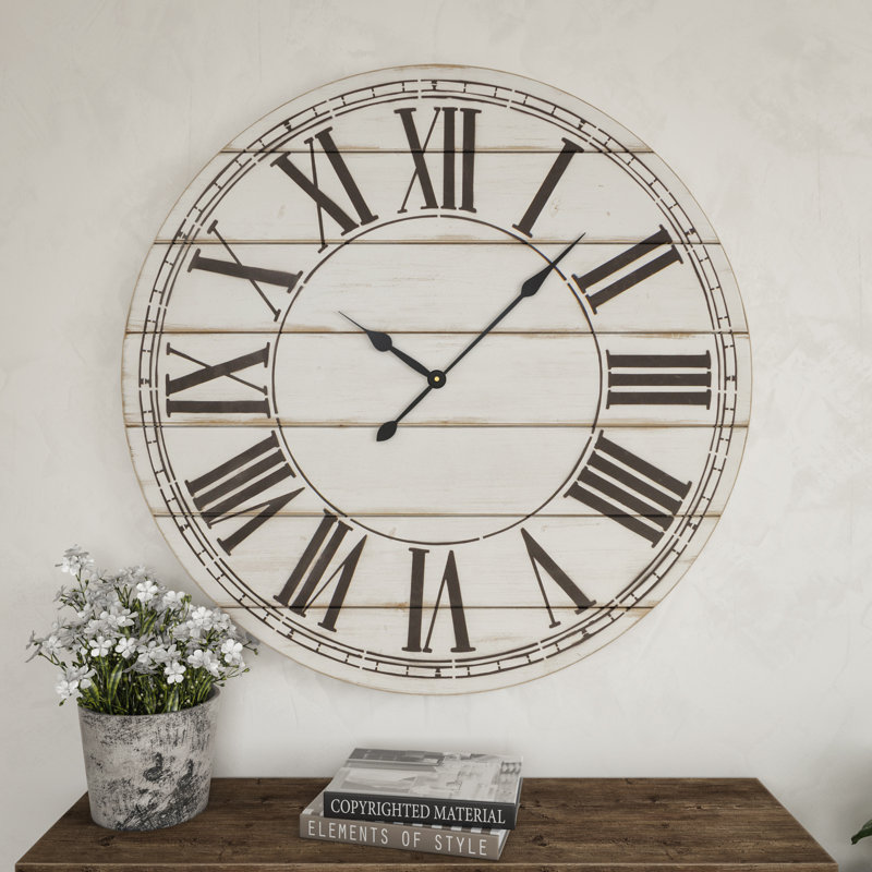 Horloge murale Renata, Blanc / noyer