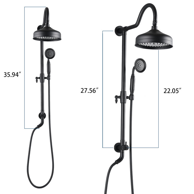 8" Rainfall Shower And Handheld In Matte Black For Relaxing Experience Head With Durability