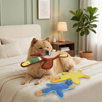 Paquet de 3 jouets pour chiots sans bourre en forme de canard, à mâcher interactif grinçant et froissé, pour les petites et les grandes races