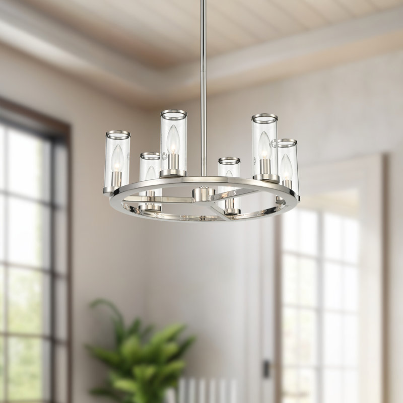Revolve 6 - Light Chandelier, Polished Nickel