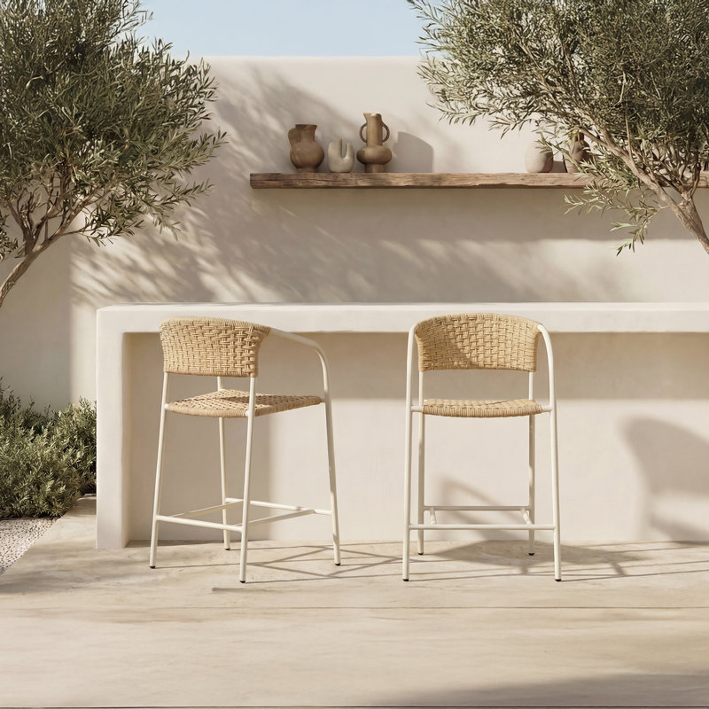 Zola Outdoor Bar Stool Natural, Beige, Tan, 30"