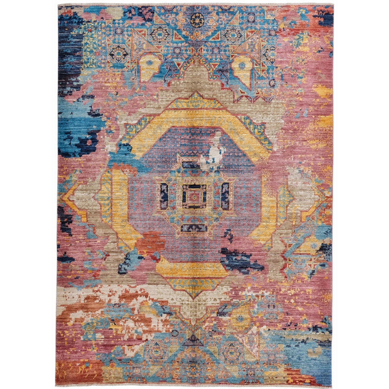 High-Quality Hand-Knotted Blue And Navy Area Rug